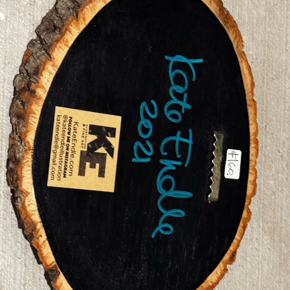 Colorful Mushroom Art on Wood Slice - Picture 2 of 2